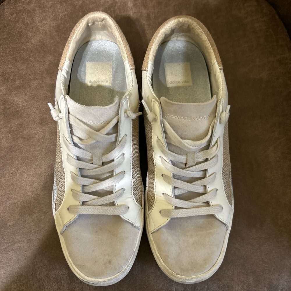 Dolce Vita Cream Lace-Up Sneakers